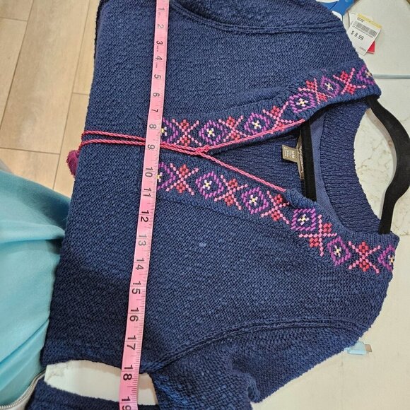 Tommy Bahama Medium Eden Bay Tassel Tunic Top Blue Pink Tassels & Embroidery - Picture 7 of 8